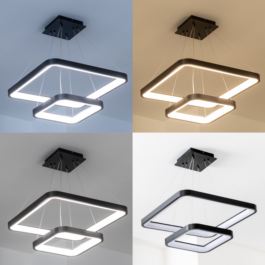 Brilagi - Suspension LED dimmable sur câble FALCON SLIM LED/78W/230V 3000-6500K 50x50 cm noire + télécommande