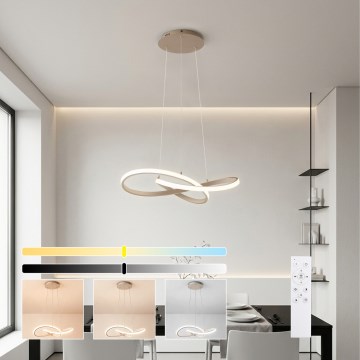 Brilagi - Suspension LED dimmable sur câble INFINITY LED/55W/230V 3000-6000K 50 x 50 cm beige + télécommande