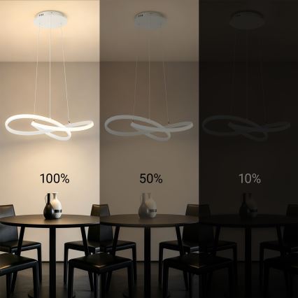 Brilagi - Suspension LED dimmable sur câble INFINITY LED/55W/230V 3000-6000K 50x50 cm blanche + télécommande
