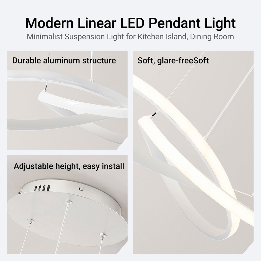 Brilagi - Suspension LED dimmable sur câble INFINITY LED/55W/230V 3000-6000K 50x50 cm blanche + télécommande