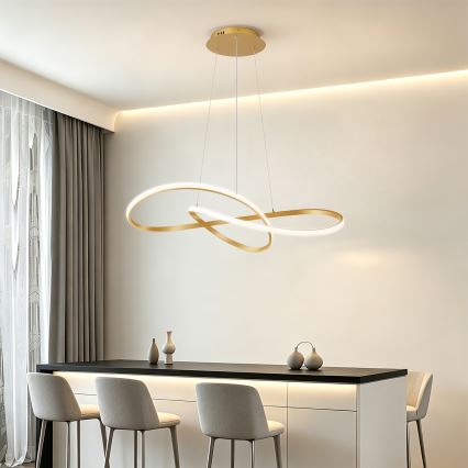 Brilagi - Suspension LED dimmable sur câble INFINITY LED/80W/230V 3000-6000K 80x80 cm doré + télécommande