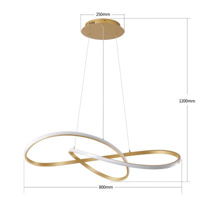Brilagi - Suspension LED dimmable sur câble INFINITY LED/80W/230V 3000-6000K 80x80 cm doré + télécommande
