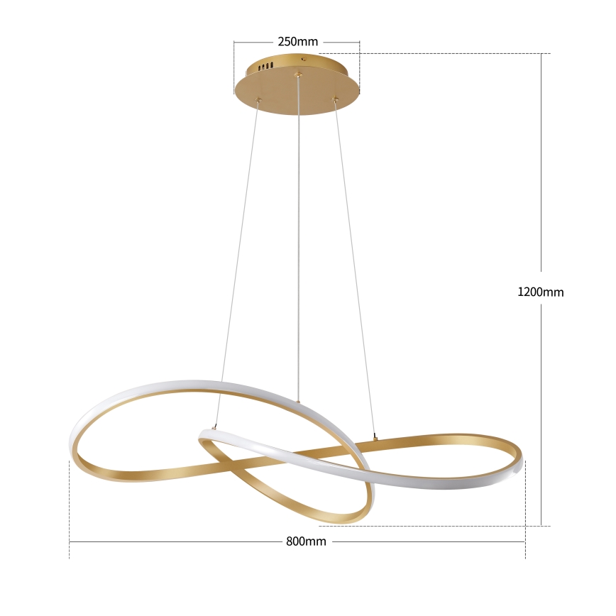 Brilagi - Suspension LED dimmable sur câble INFINITY LED/80W/230V 3000-6000K 80x80 cm doré + télécommande