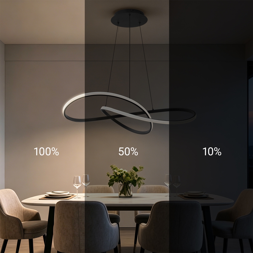 Brilagi - Suspension LED dimmable sur câble INFINITY LED/80W/230V 3000-6000K 80x80 cm noir + télécommande