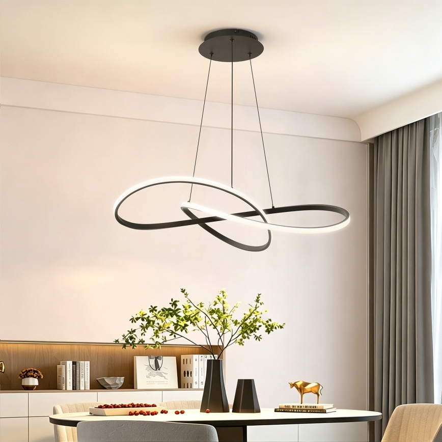 Brilagi - Suspension LED dimmable sur câble INFINITY LED/80W/230V 3000-6000K 80x80 cm noir + télécommande