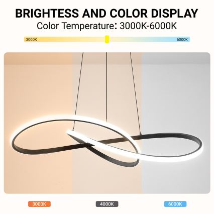 Brilagi - Suspension LED dimmable sur câble INFINITY LED/80W/230V 3000-6000K 80x80 cm noir + télécommande