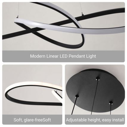 Brilagi - Suspension LED dimmable sur câble INFINITY LED/80W/230V 3000-6000K 80x80 cm noir + télécommande