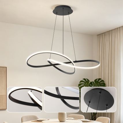 Brilagi - Suspension LED dimmable sur câble INFINITY LED/80W/230V 3000-6000K 80x80 cm noir + télécommande
