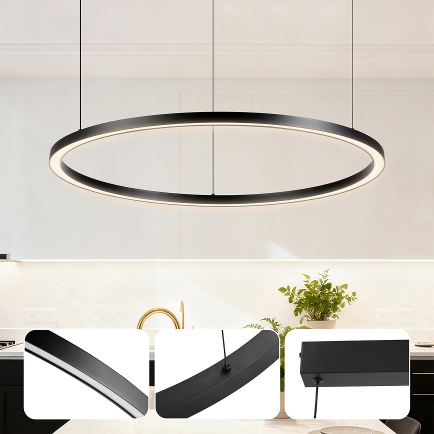 BRILAGI - Lustre dimmable sur câble PORTOFINO LED 60W 230V 3000–6000K Ø 80 cm noir + télécommande