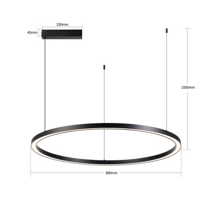 BRILAGI - Lustre dimmable sur câble PORTOFINO LED 60W 230V 3000–6000K Ø 80 cm noir + télécommande