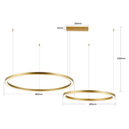 Brilagi - Suspension LED dimmable sur câble PORTOFINO LED/98W/230V 3000-6000K dorée + télécommande