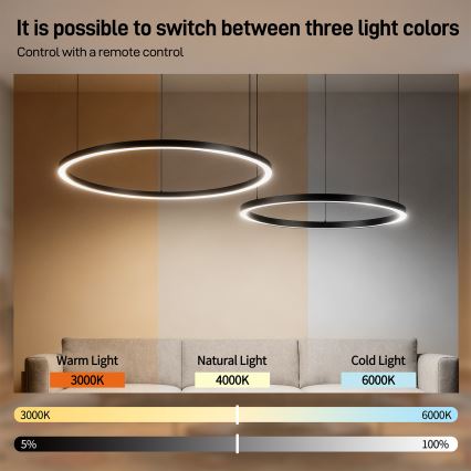 Brilagi - Suspension LED dimmable sur câble PORTOFINO LED/98W/230V 3000-6000K noir + télécommande