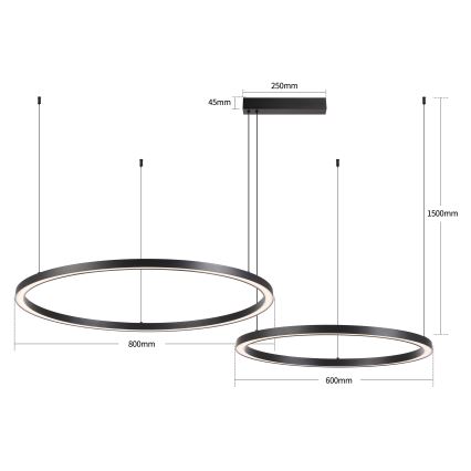Brilagi - Suspension LED dimmable sur câble PORTOFINO LED/98W/230V 3000-6000K noir + télécommande