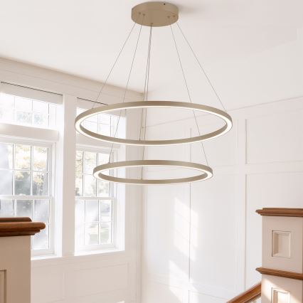 Brilagi - Suspension LED dimmable sur câble PORTOFINO LED/98W/230V 3000-6000K Ø 80 cm beige + télécommande
