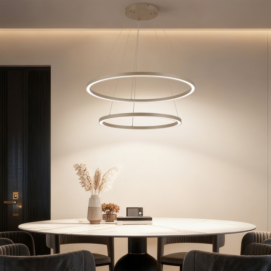 Brilagi - Suspension LED dimmable sur câble PORTOFINO LED/98W/230V 3000-6000K Ø 80 cm beige + télécommande