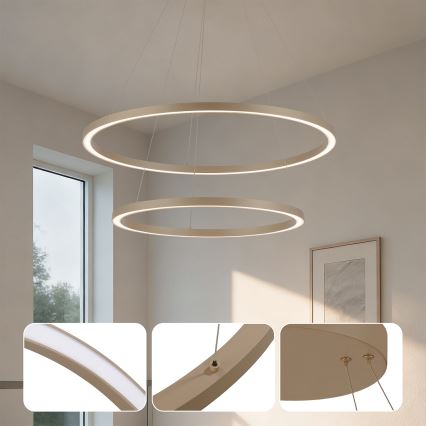 Brilagi - Suspension LED dimmable sur câble PORTOFINO LED/98W/230V 3000-6000K Ø 80 cm beige + télécommande