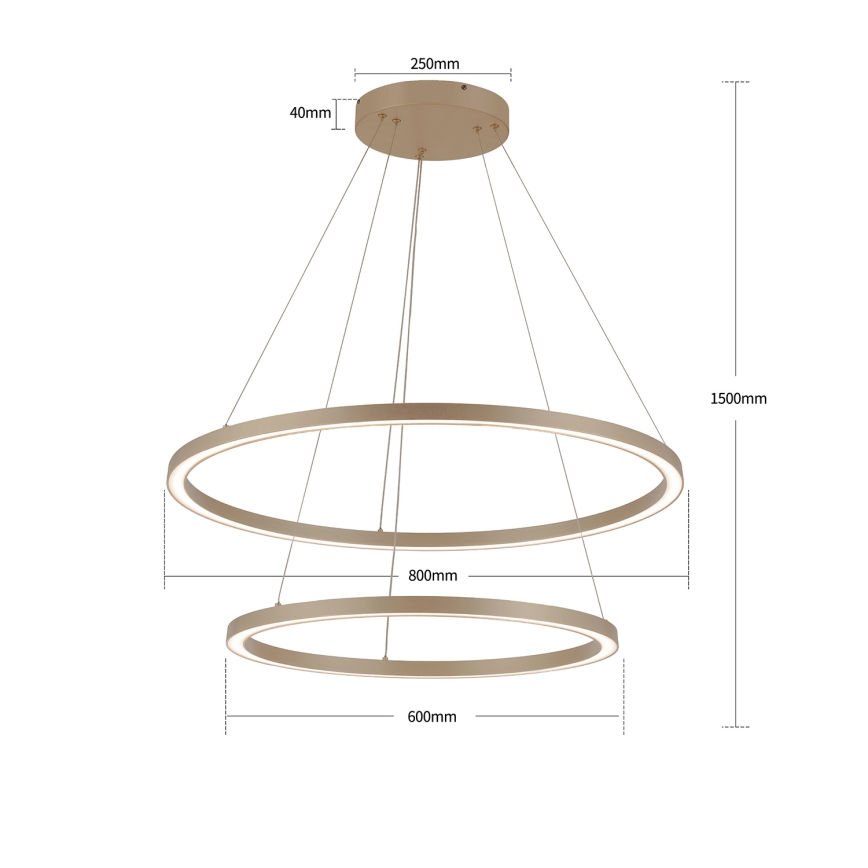 Brilagi - Suspension LED dimmable sur câble PORTOFINO LED/98W/230V 3000-6000K Ø 80 cm beige + télécommande