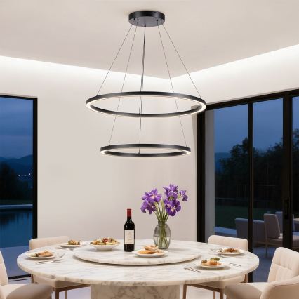 Brilagi - Suspension LED dimmable sur câble PORTOFINO LED/98W/230V 3000–6000 K Ø 80 cm noire + télécommande