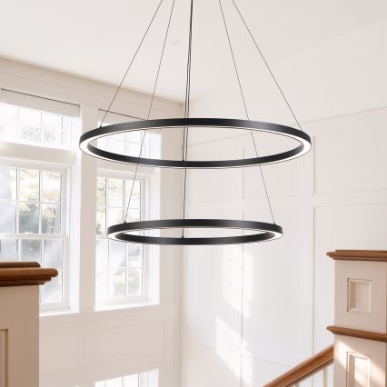 Brilagi - Suspension LED dimmable sur câble PORTOFINO LED/98W/230V 3000–6000 K Ø 80 cm noire + télécommande