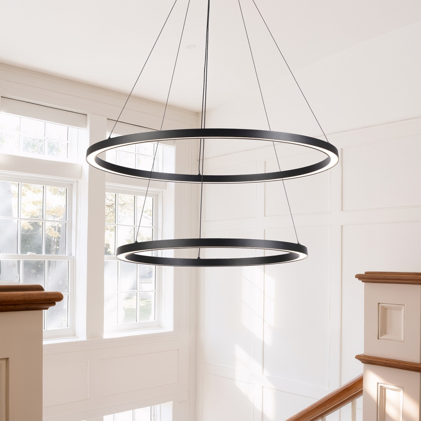 Brilagi - Suspension LED dimmable sur câble PORTOFINO LED/98W/230V 3000–6000 K Ø 80 cm noire + télécommande