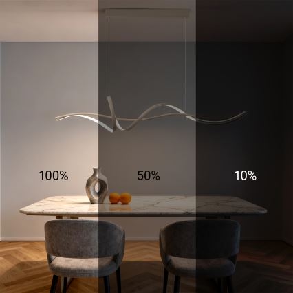 Brilagi - Lustre LED dimmable suspendu par câble SIGNATURE LED/55W/230V 3000-6000K 120x23 cm beige + télécommande