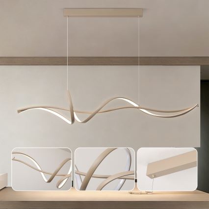 Brilagi - Lustre LED dimmable suspendu par câble SIGNATURE LED/55W/230V 3000-6000K 120x23 cm beige + télécommande