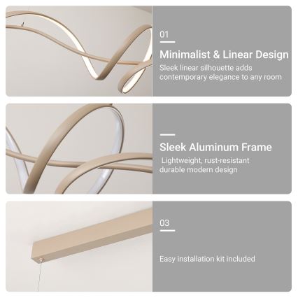 Brilagi - Lustre LED dimmable suspendu par câble SIGNATURE LED/55W/230V 3000-6000K 120x23 cm beige + télécommande