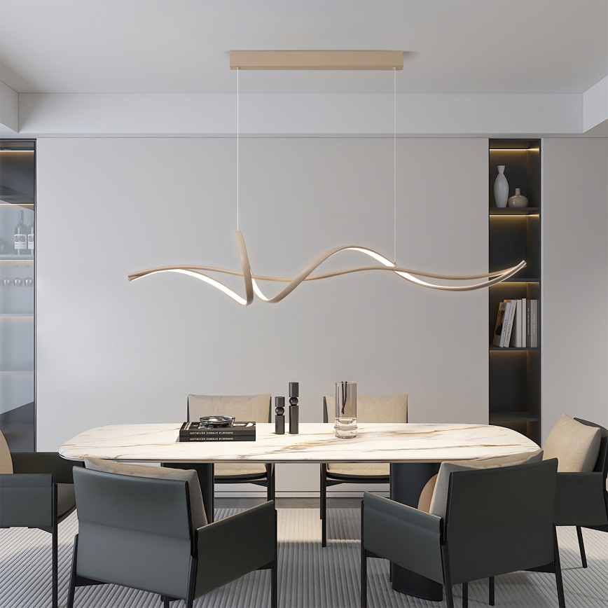 Brilagi - Lustre LED dimmable suspendu par câble SIGNATURE LED/55W/230V 3000-6000K 120x23 cm beige + télécommande