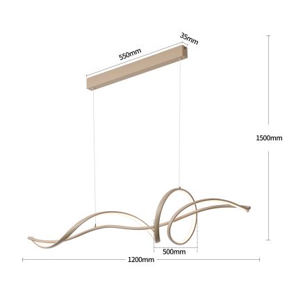 Brilagi - Lustre LED dimmable suspendu par câble SIGNATURE LED/55W/230V 3000-6000K 120x23 cm beige + télécommande