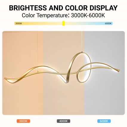 Brilagi - Suspension LED dimmable sur câble SIGNATURE LED/55W/230V 3000-6000K 120x23 cm dorée + télécommande