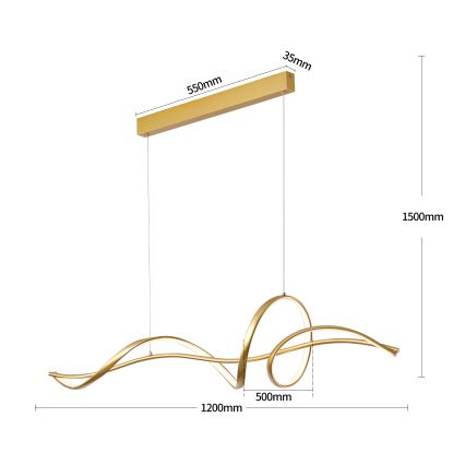 Brilagi - Suspension LED dimmable sur câble SIGNATURE LED/55W/230V 3000-6000K 120x23 cm dorée + télécommande