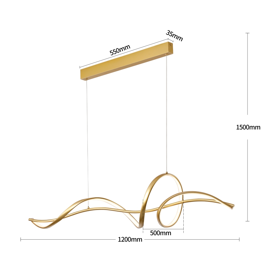 Brilagi - Suspension LED dimmable sur câble SIGNATURE LED/55W/230V 3000-6000K 120x23 cm dorée + télécommande