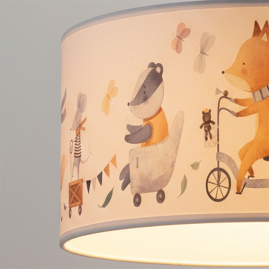 Brilagi - Suspension LED enfant sur câble BOBO 1xE27/60W/230V Ø 35 cm blanc/motifs animaux