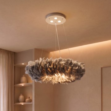 Brilagi - Suspension LED FEATHER sur câble, 3xE27/40W/230V + 3xLED/3W, Ø 50 cm, gris