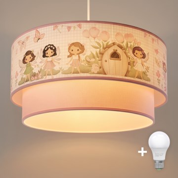 Brilagi - Suspension LED pour enfant à câble BOBO 1xE27/60W/230V Ø 40 cm rose/fées
