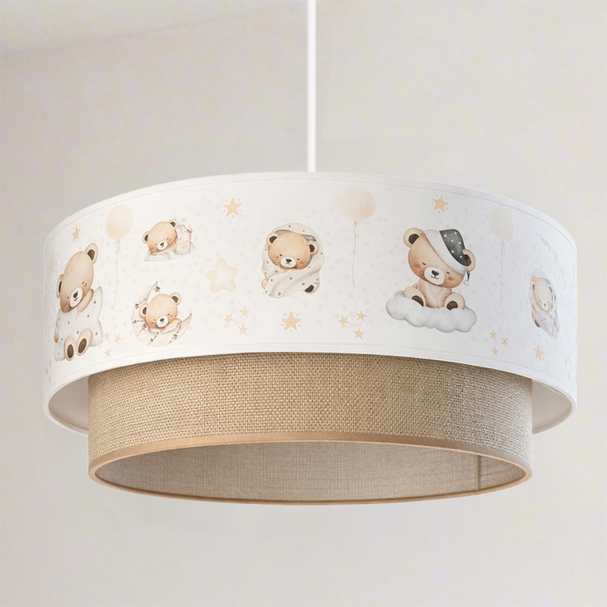 Brilagi - Lustre LED suspendu pour chambre d'enfant BOBO 1xE27/60W/230V Ø 40 cm blanc/beige motif oursons