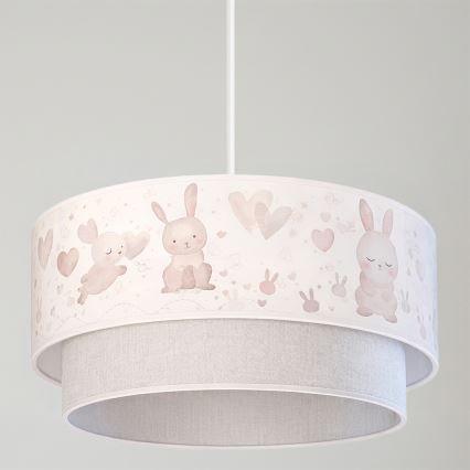 Brilagi - Suspension LED pour enfant BOBO sur câble 1 x E27, 60 W, 230 V, Ø 40 cm, crème/gris avec motifs lapins