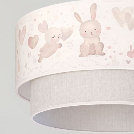 Brilagi - Suspension LED pour enfant BOBO sur câble 1 x E27, 60 W, 230 V, Ø 40 cm, crème/gris avec motifs lapins