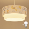 Brilagi - Suspension LED pour enfant sur câble BOBO 1xE27/60W/230V Ø 40 cm blanc/beige/à motifs animaux
