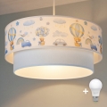 Brilagi - Suspension LED pour enfant sur câble BOBO 1xE27/60W/230V Ø 40 cm crème/bleu/oursons