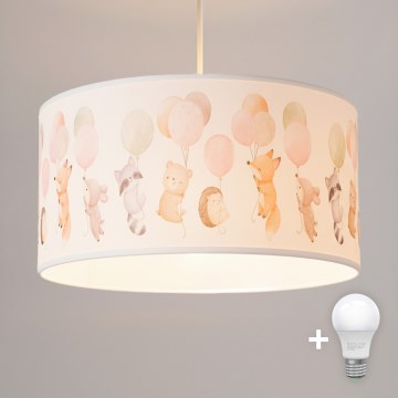 Brilagi - Suspension LED pour enfants BOBO à cordon 1xE27/60W/230V Ø 35 cm blanc/motifs animaux