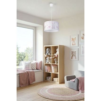Brilagi - Suspension LED pour enfants BOBO sur câble 1xE27/60W/230V Ø 35 cm blanc à motifs lapins