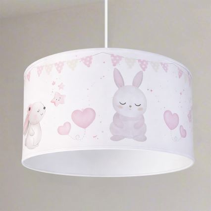 Brilagi - Suspension LED pour enfants BOBO sur câble 1xE27/60W/230V Ø 35 cm blanc à motifs lapins