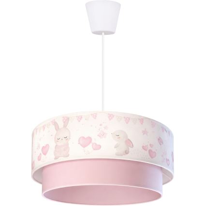 Brilagi - Suspension LED pour enfants sur câble BOBO 1xE27/10W/230V Ø 40 cm crème/rose/lapins