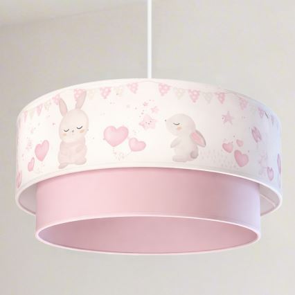 Brilagi - Suspension LED pour enfants sur câble BOBO 1xE27/10W/230V Ø 40 cm crème/rose/lapins