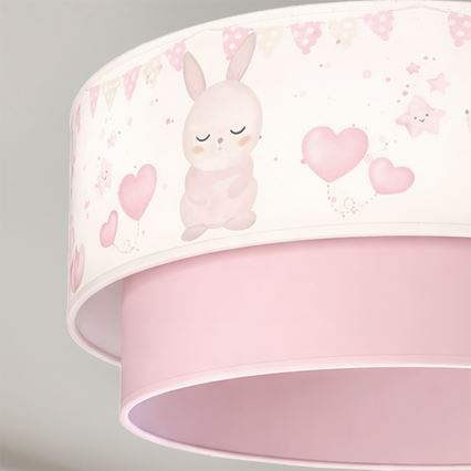 Brilagi - Suspension LED pour enfants sur câble BOBO 1xE27/10W/230V Ø 40 cm crème/rose/lapins