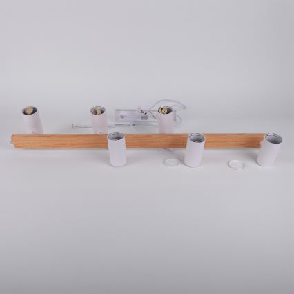 BRILAGI - LED RGBW Suspension dimmable sur câble SELE 6xGU10/6,5W/230V 2700-6500K blanc/décor chêne + télécommande