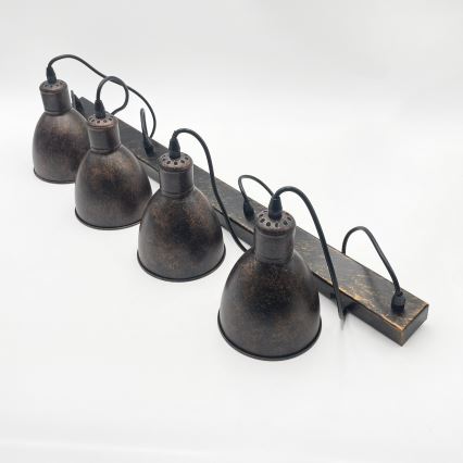 Brilagi - Suspension LED RIDDY sur câble 4xE27/60W/230V, finition cuivrée patinée