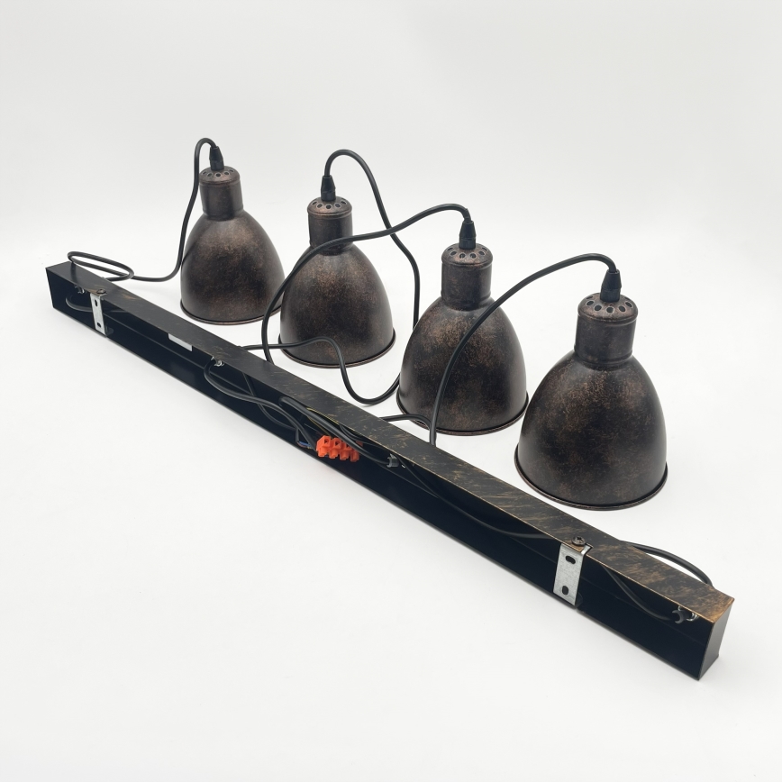 Brilagi - Suspension LED RIDDY sur câble 4xE27/60W/230V, finition cuivrée patinée