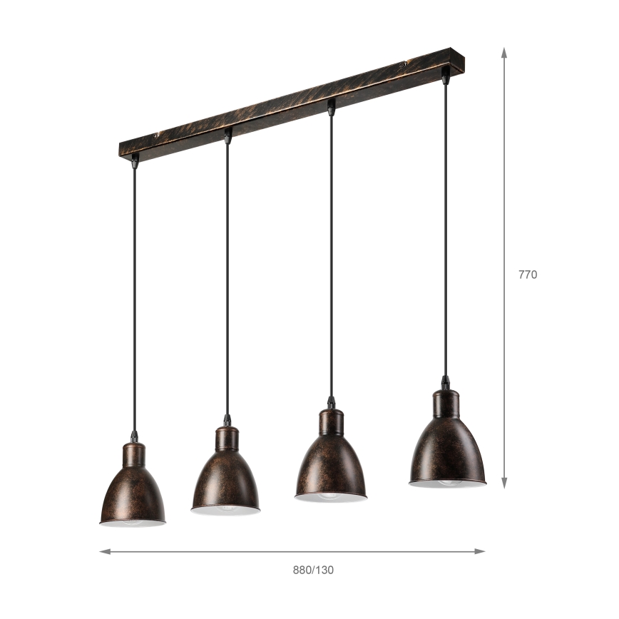 Brilagi - Suspension LED RIDDY sur câble 4xE27/60W/230V, finition cuivrée patinée